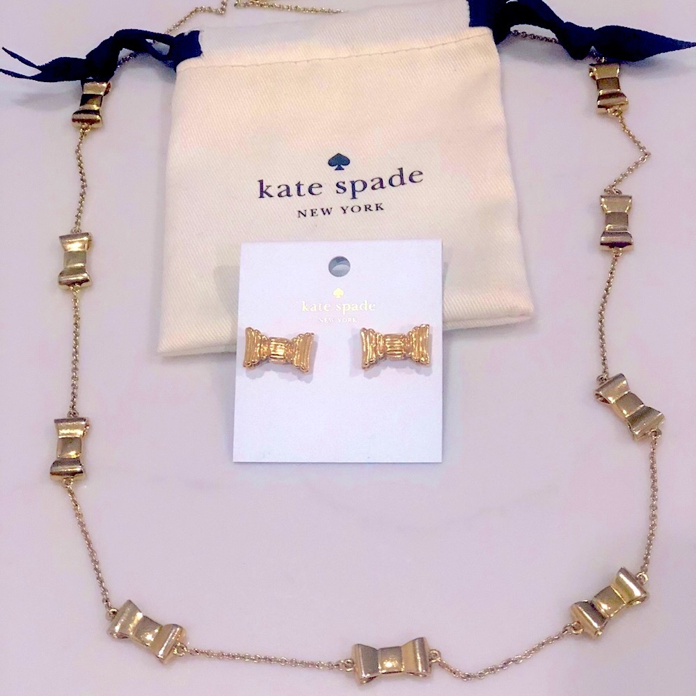 Kate Spade Bow Earrings and Necklace Set